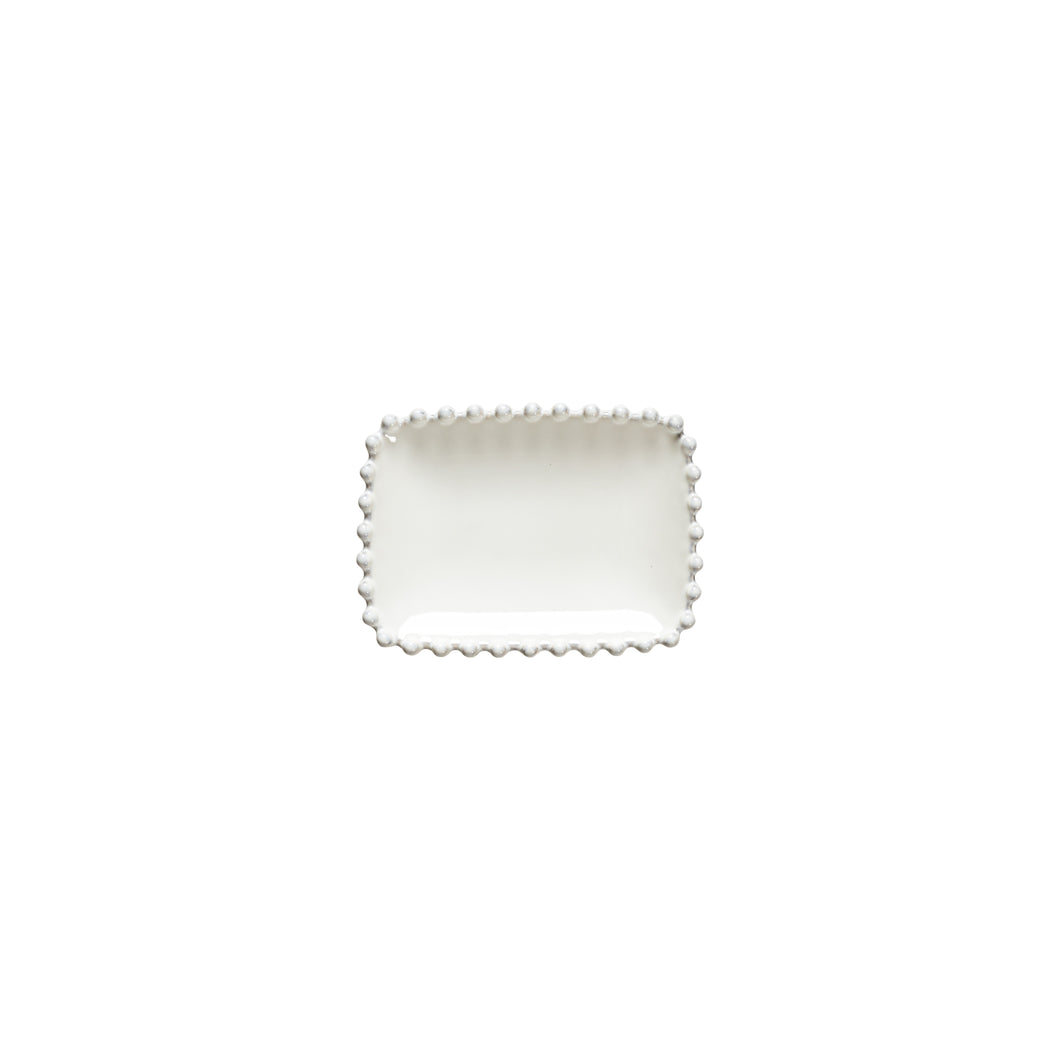 Pearl White Rectangle Dish / 14cm