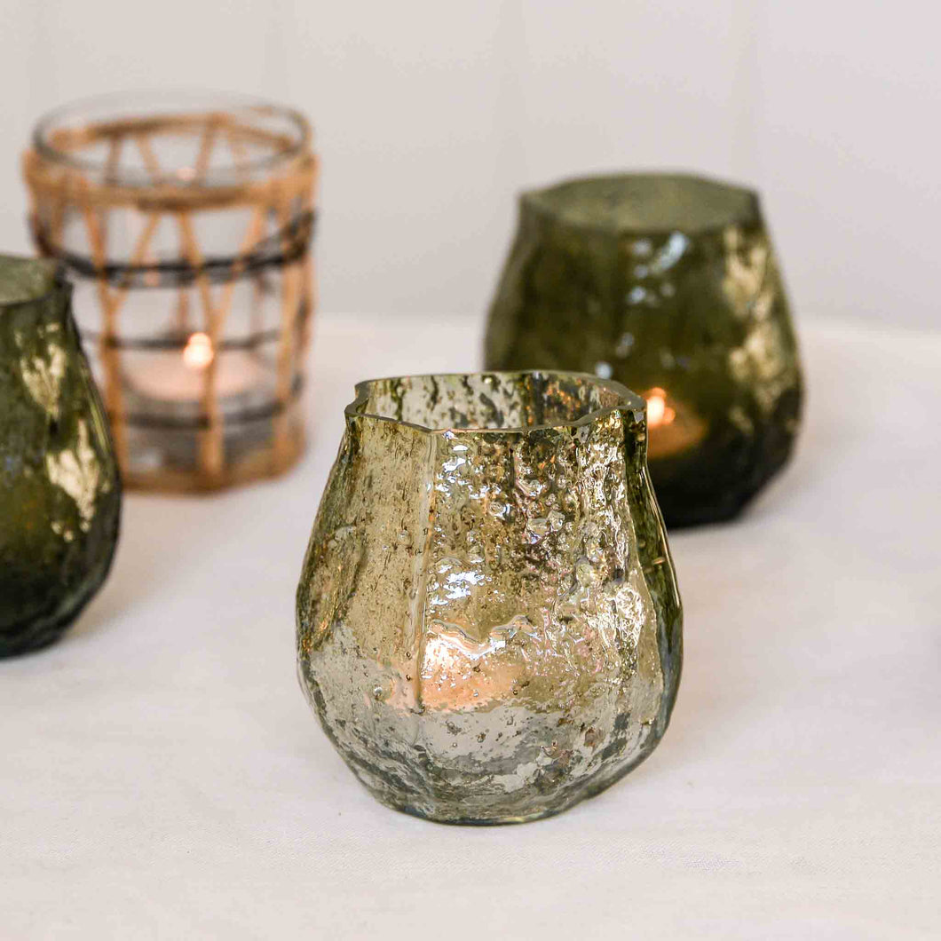 moun vase tealight holder luster green